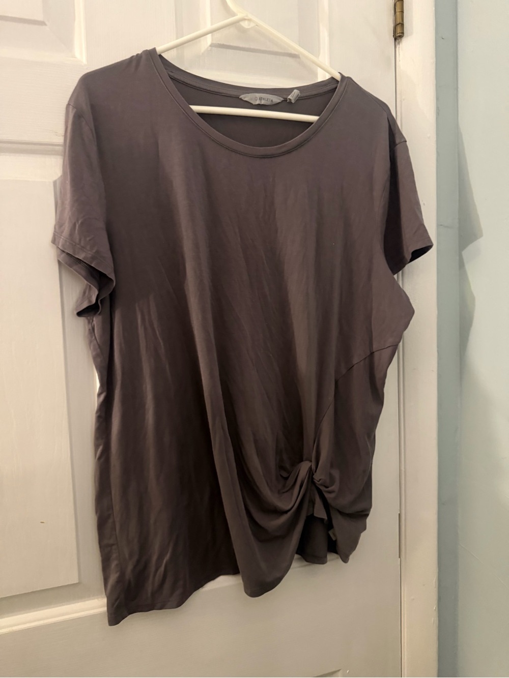 Athleta XL Gray Tencel Asymmetrical Twist Hem Tunic Top